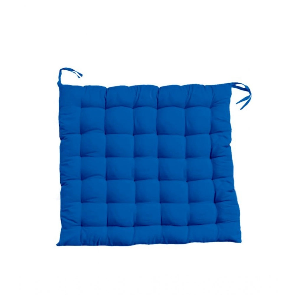Generic Cotton Blended Solid Chair Cushions (Blue, Size: 16x16 In)