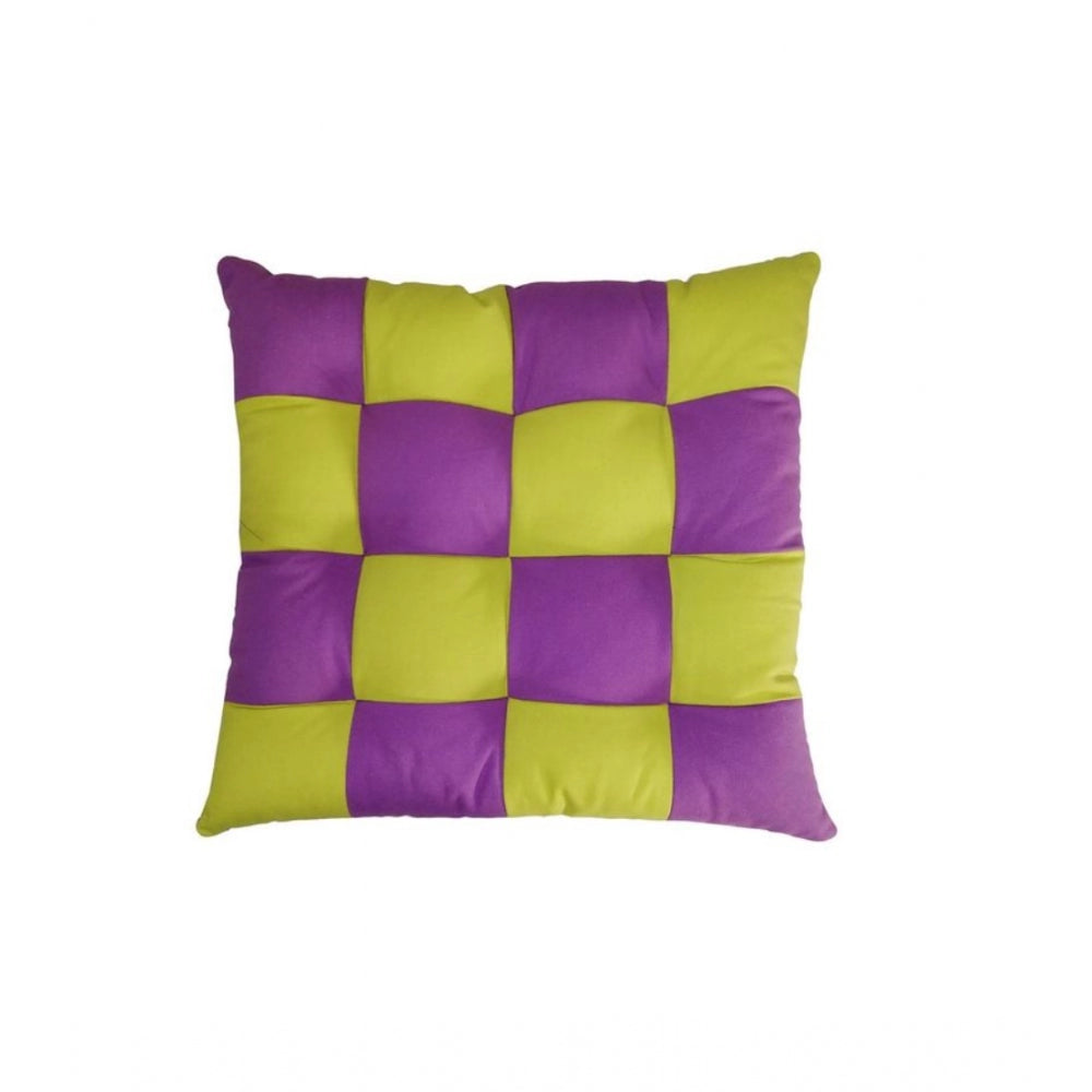 Generic Cotton Blended Solid Chair Cushions (Purple &amp; Green, Size: 16x16 In)