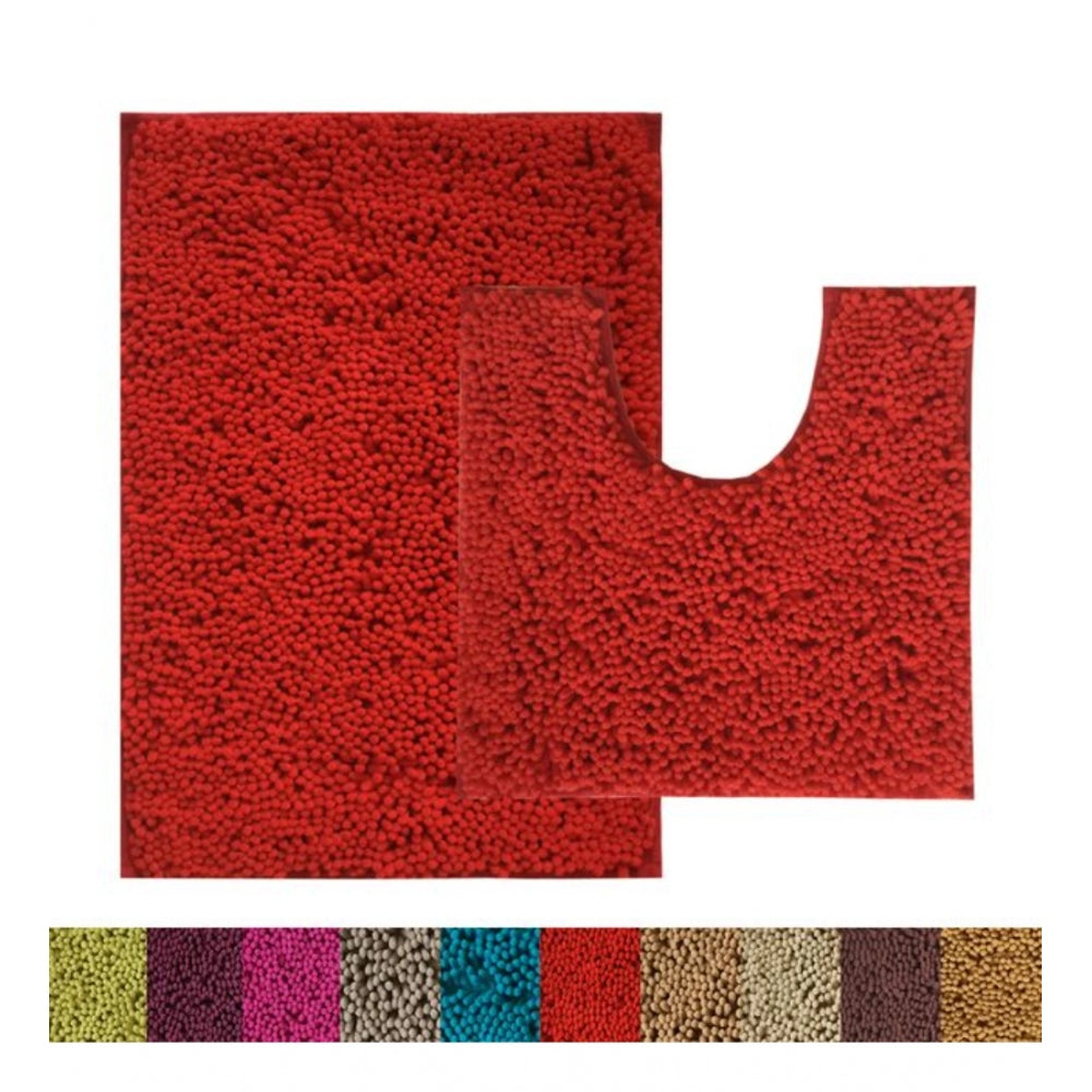 Polyester Knitted Bathmats Sets (Red, Size: 20x30 In)
