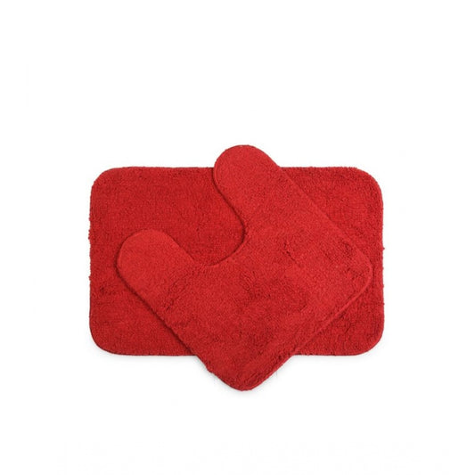 Polyester Solid Bathmats Sets (Red, Size: 20x30 In)