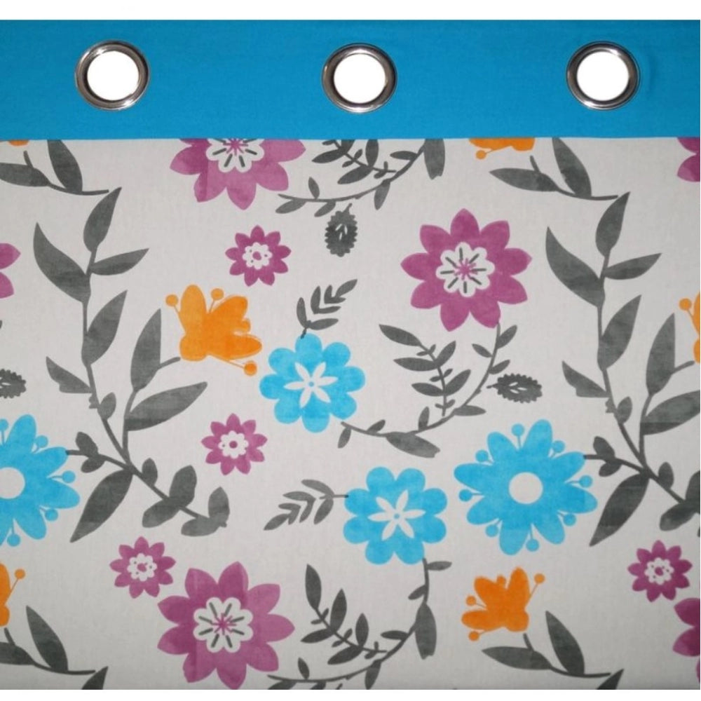 Cotton Printed Curtains (Multicolor, Size: 54x60 In)