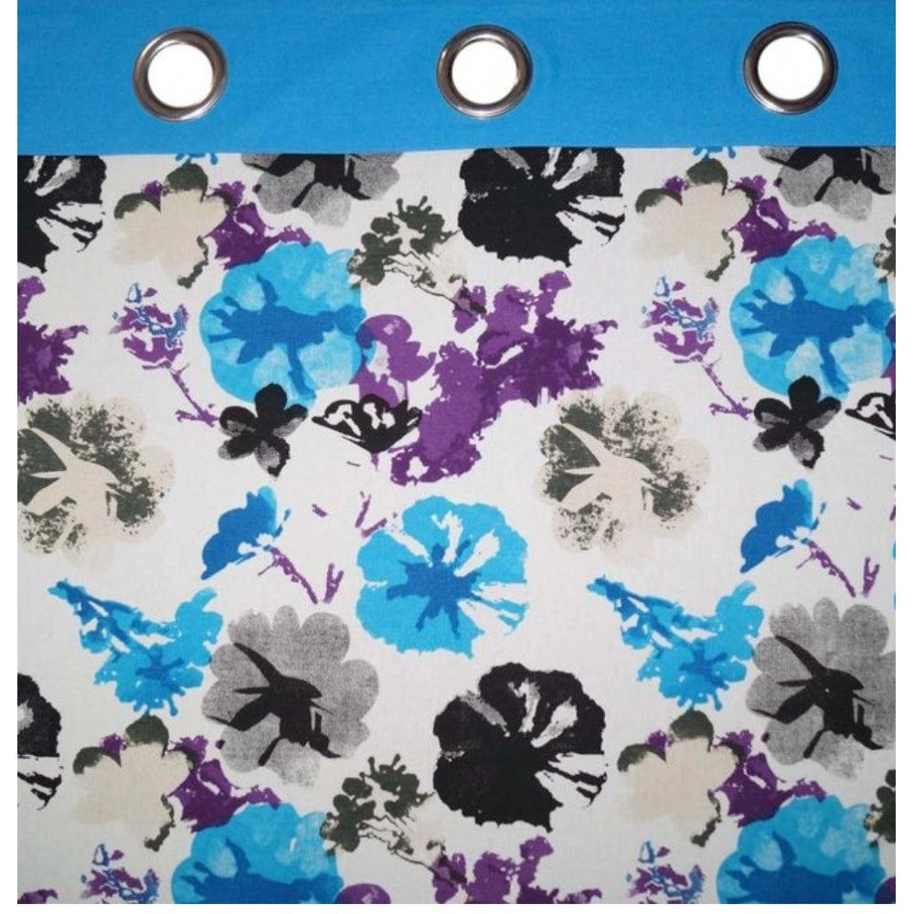 Cotton Printed Curtains (Multicolor, Size: 54x90 In)
