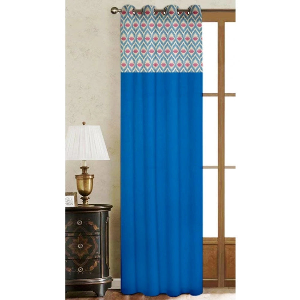 Cotton Printed Curtains (Blue, Size: 54x90 In)