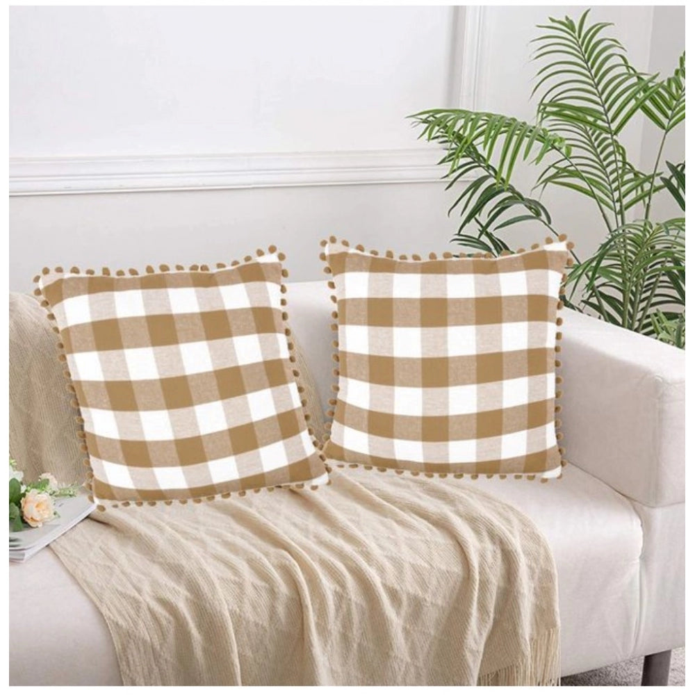 Polyester Solid Chairpads (Beige, Size: 16x16 In)