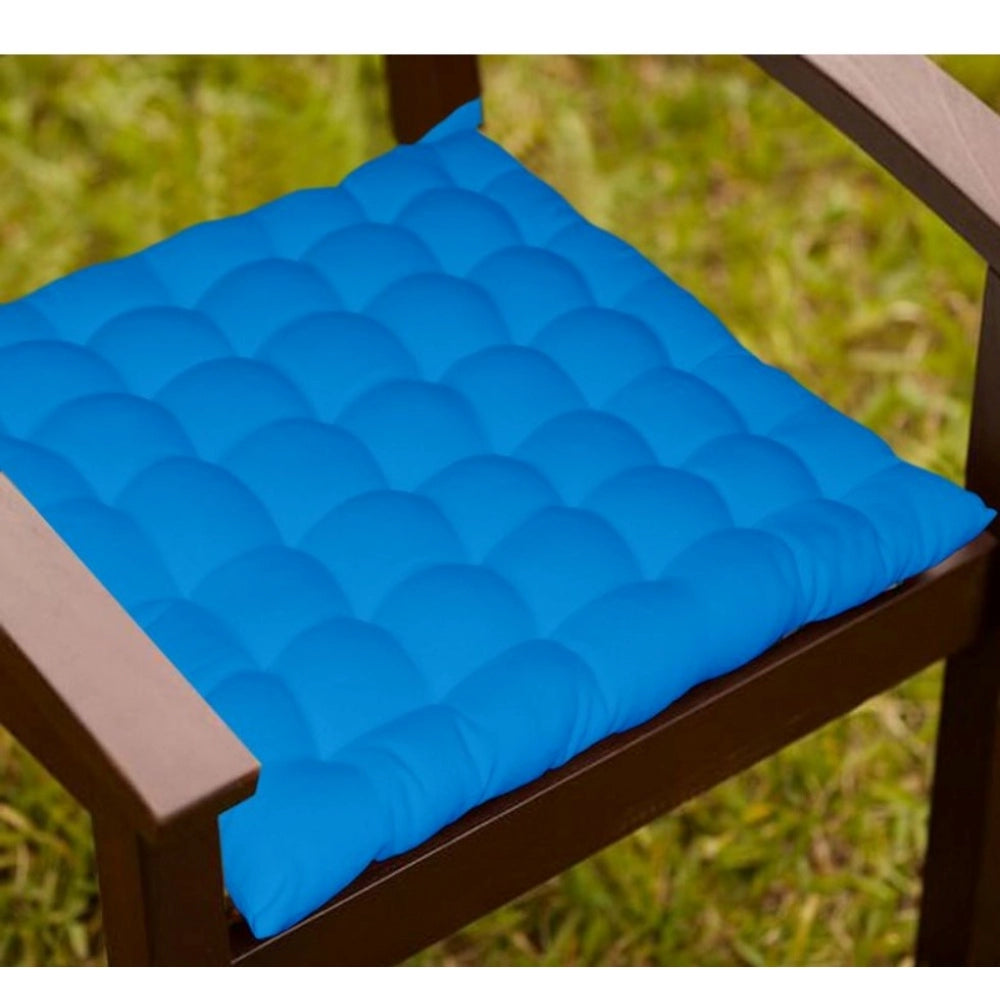 Generic Cotton Blended Solid Chair Cushions (Blue, Size: 16x16 In)