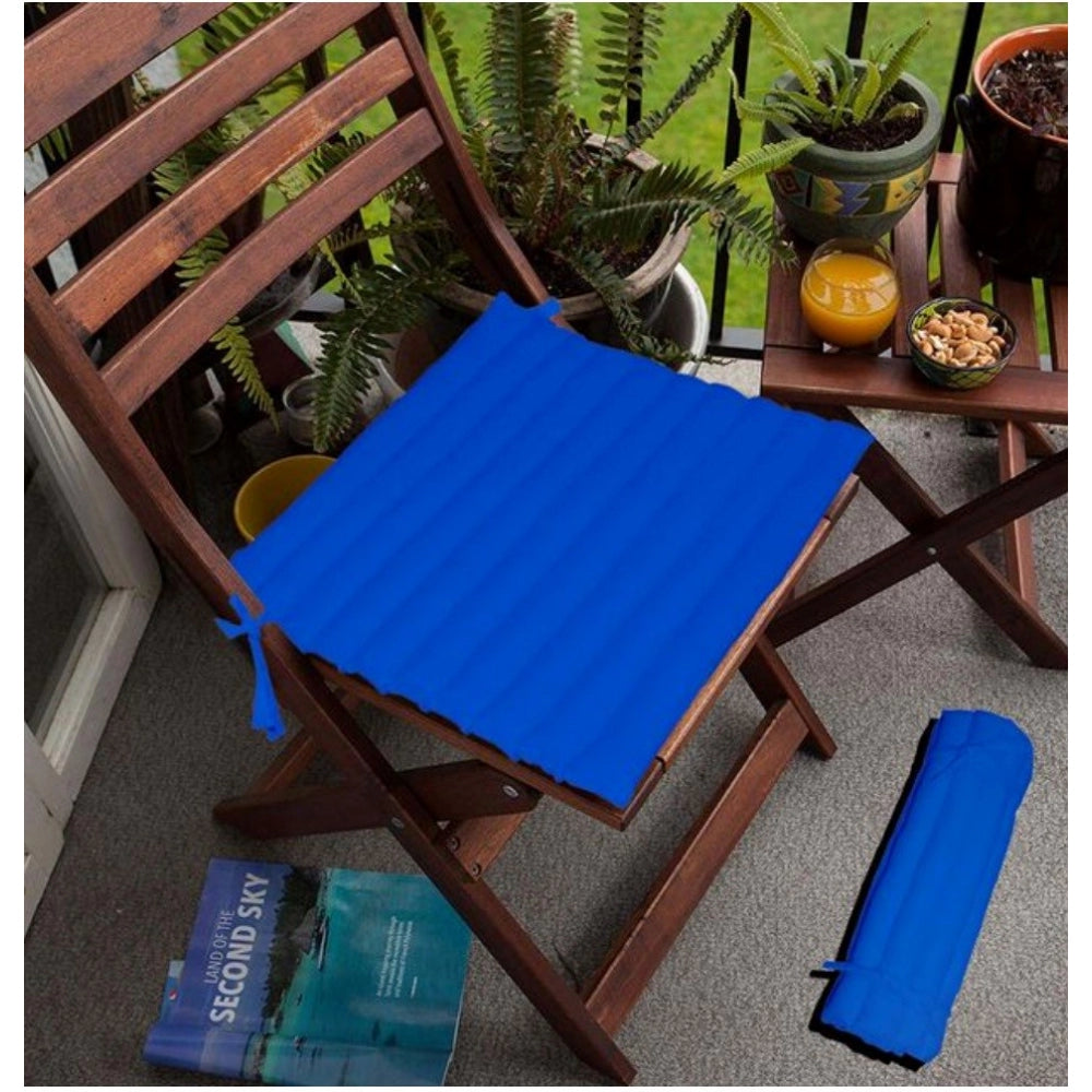 Pack Of_2 Cotton Blended Solid Chair Cushions (Blue, Size: 16x16 In)