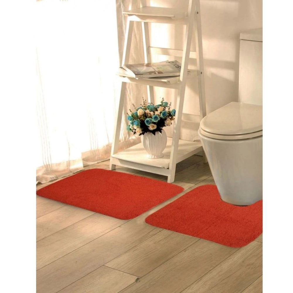 Generic Polyester Solid Bathmats Sets (Orange, Size: 20x30 In)