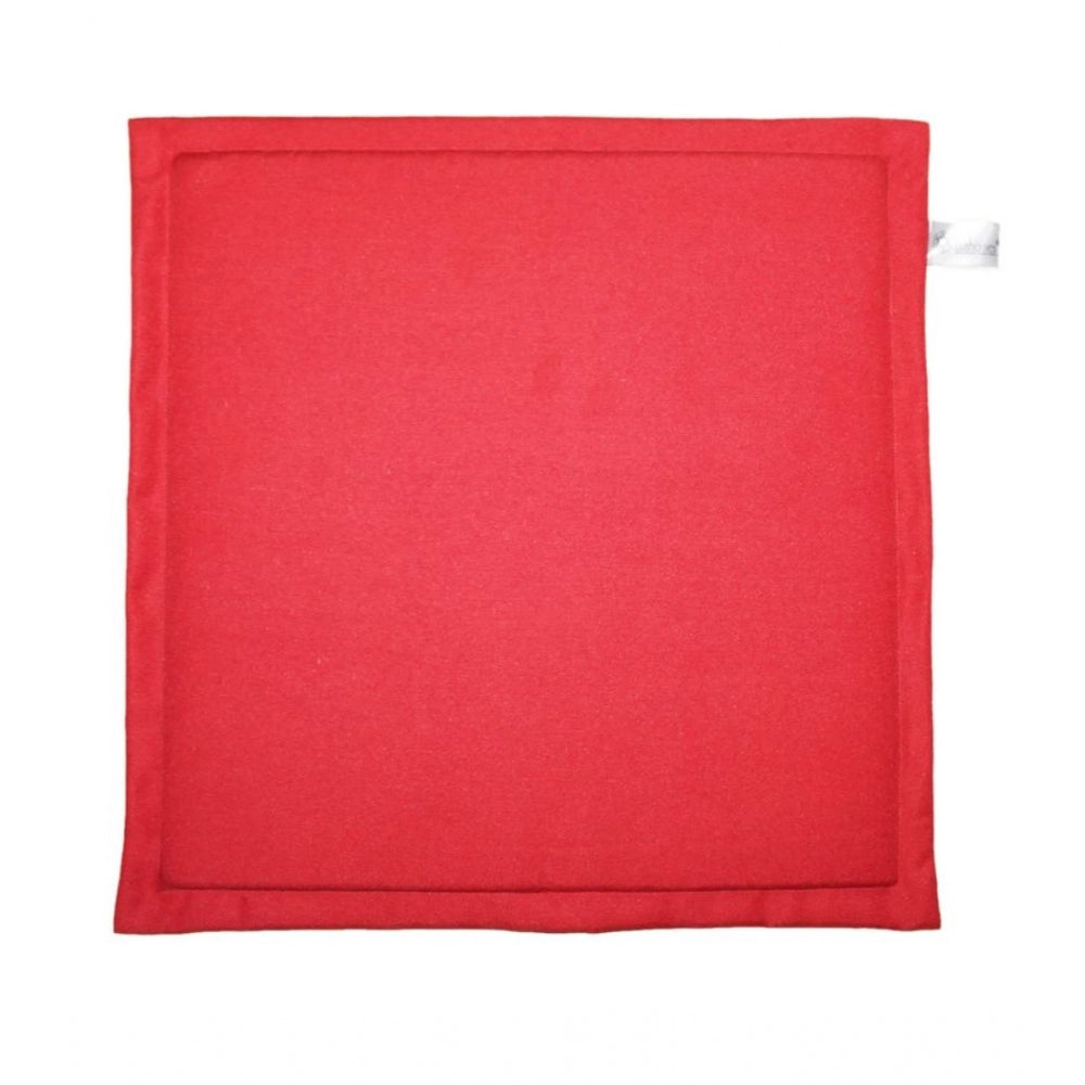 Generic Pack Of_4 Polyester Solid Chairpads (Red, Size: 16x16 In)