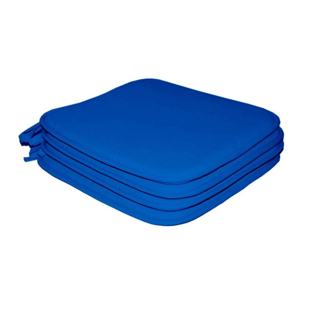 Generic Pack Of_4 Cotton Blended Solid Chairpads (Blue, Size: 15x15 In)