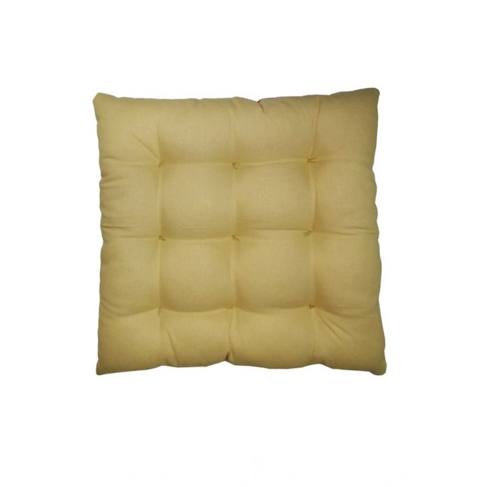 Generic Cotton Blended Solid Chair Cushions (Mustard &amp; Beige, Size: 16x16 In)