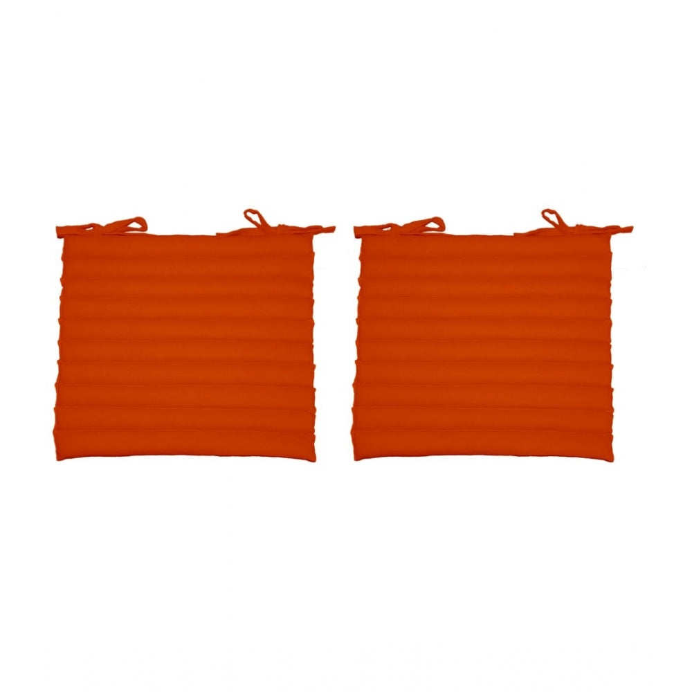 Generic Cotton Blended Solid Chair Cushions (Orange, Size: 16x16 In)