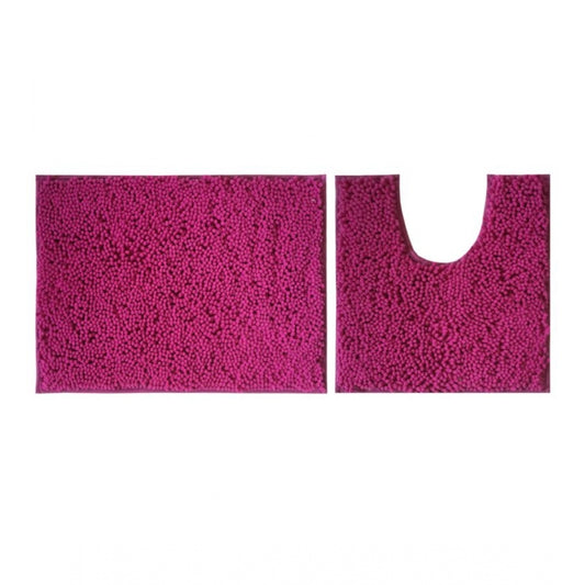 Polyester Knitted Bathmats Sets (Pink, Size: 16x24 In)