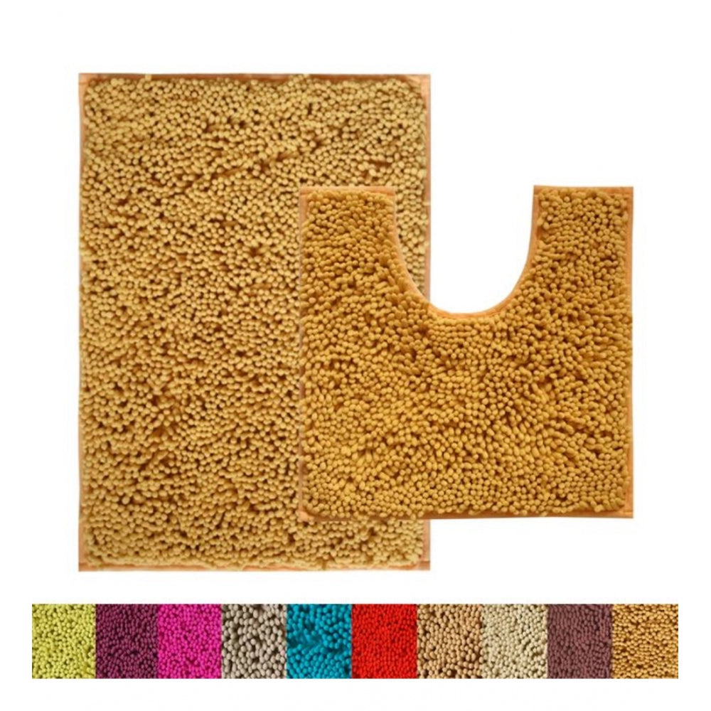 Polyester Knitted Bathmats Sets (Brown, Size: 20x30 In)