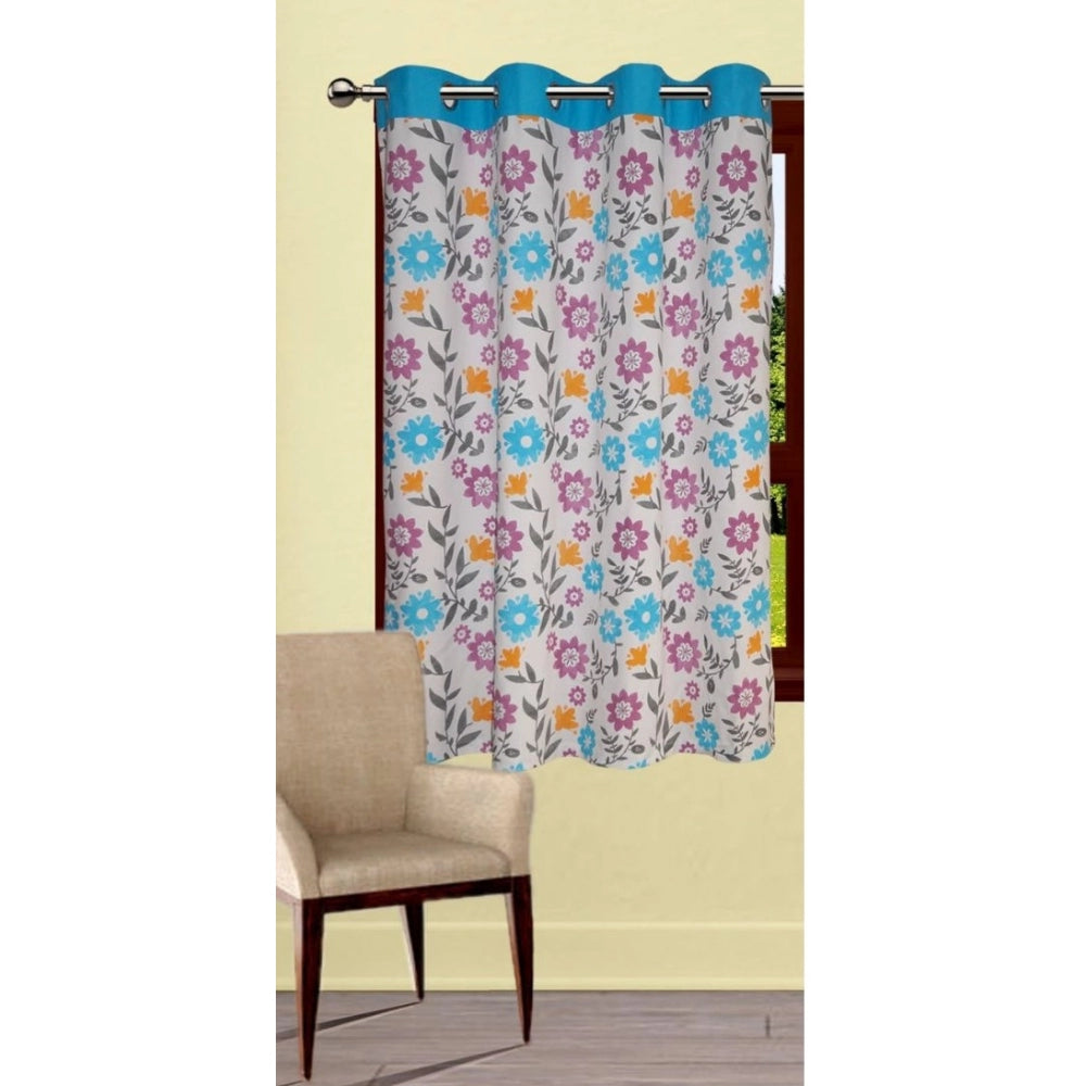 Cotton Printed Curtains (Multicolor, Size: 54x60 In)