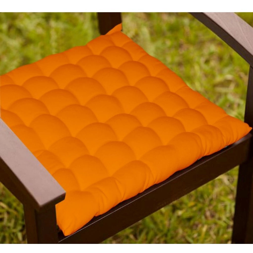 Cotton Blended Solid Chair Cushions (Mustard, Size: 16x16 In)