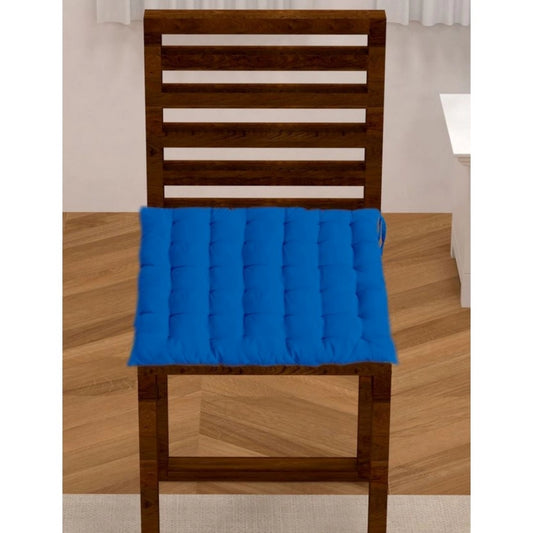 Cotton Blended Solid Chair Cushions (Blue, Size: 16x16 In)