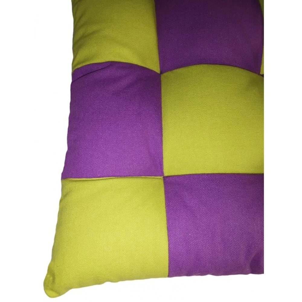 Generic Cotton Blended Solid Chair Cushions (Purple &amp; Green, Size: 16x16 In)