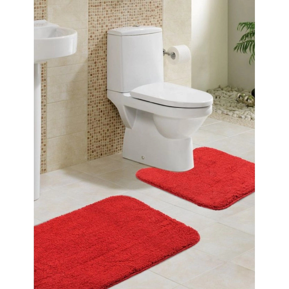 Polyester Solid Bathmats Sets (Red, Size: 20x30 In)