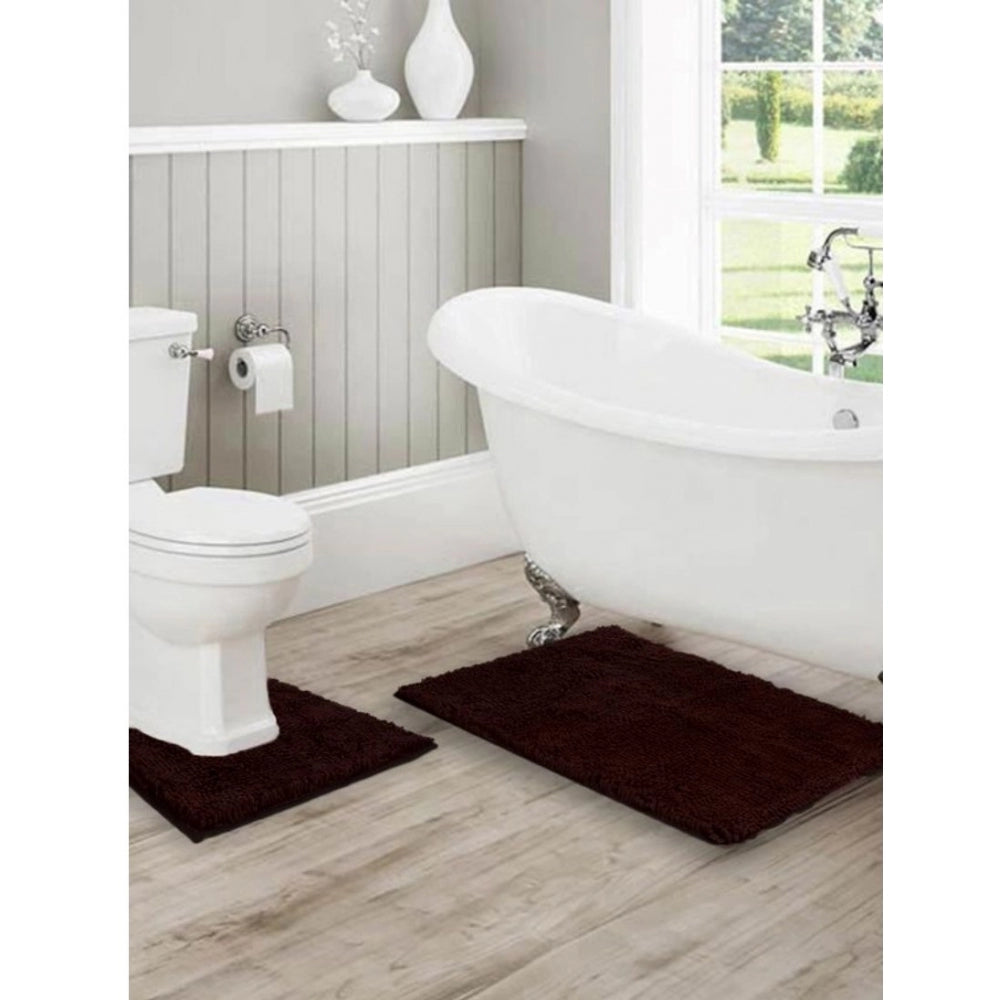 Polyester Knitted Bathmats Sets (Dark Brown, Size: 20x30 In)