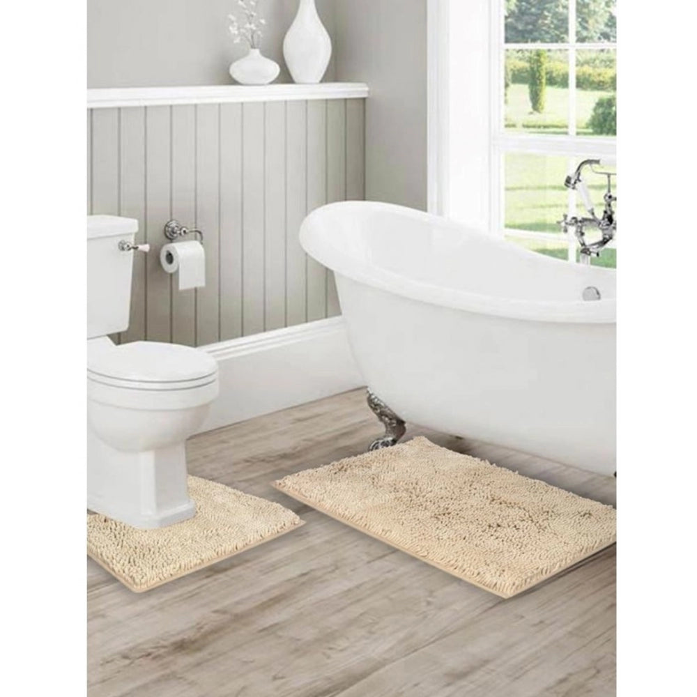 Polyester Knitted Bathmats Sets (Beige, Size: 20x30 In)