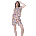Generic Women's Cotton Blended Printed Round Neck Half Sleeve Top - Shorts Set (Multicolor)