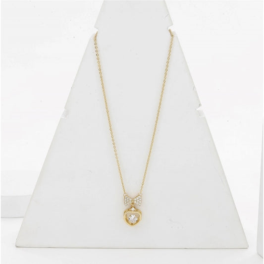 Women's Stainless Steel Heart Shape Golden Delicate Pendent Chain (Gold Plated)
