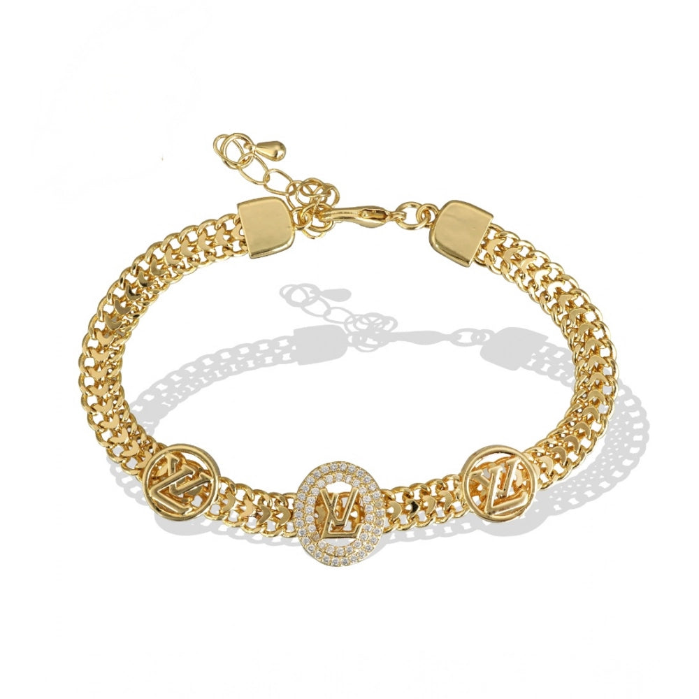 Generic Stainless Steel Unisex Gold Freesize Stainless Steel Loose Bracelet (Gold Plated)