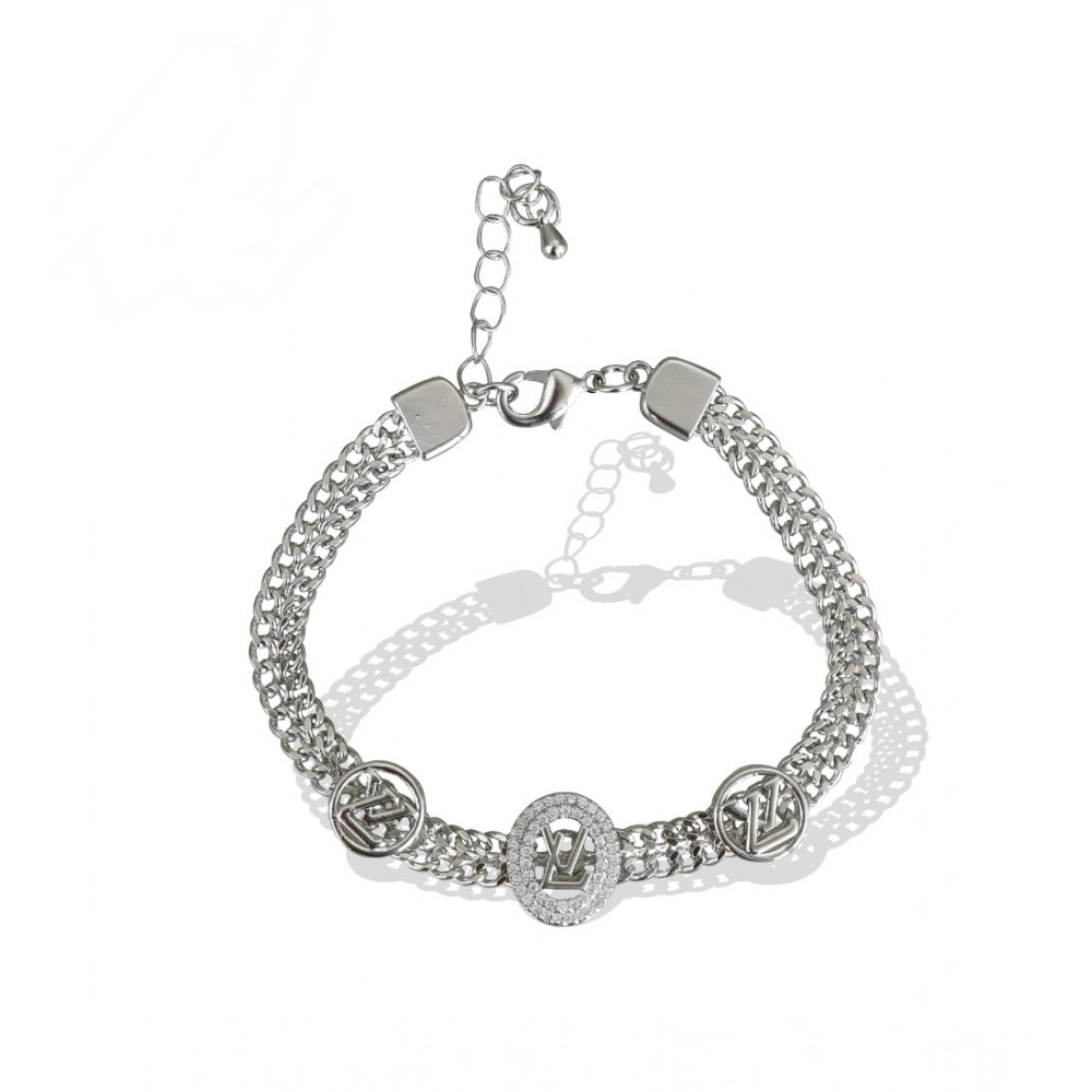 Generic Stainless Steel Unisex Silver Freesize Stainless Steel Loose Bracelet (Silver Plated)
