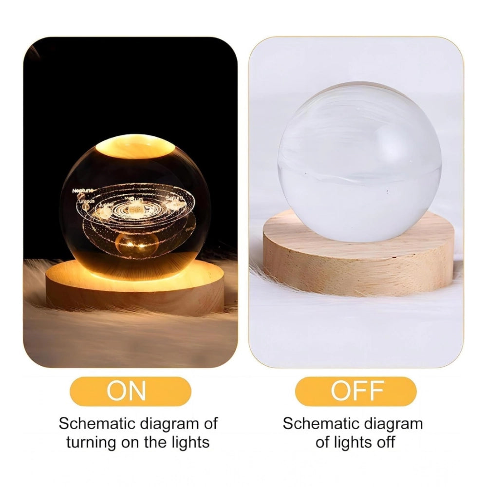 Generic Wood 3D Galaxy Crystal Ball Night Lamp Colorful LED Wooden Dolphin with Moon (Transparent)