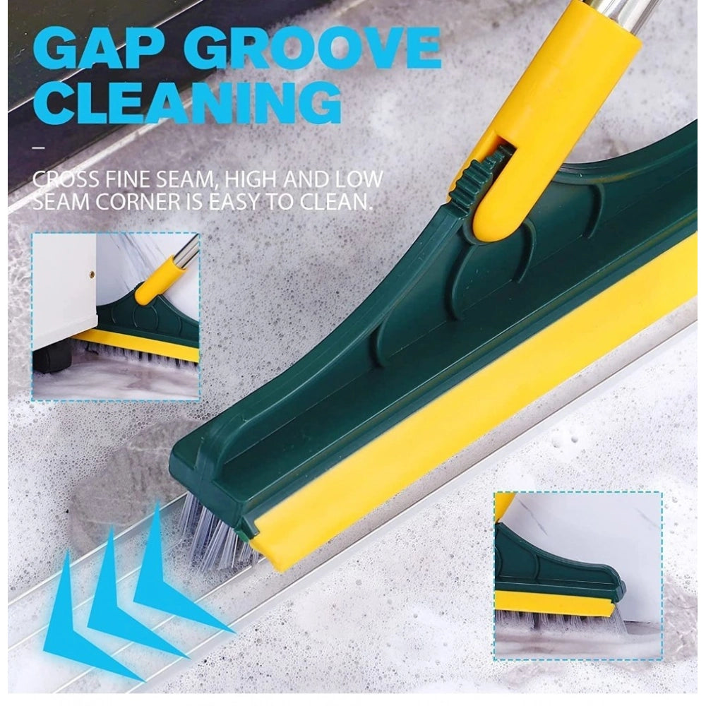 Plastic 2 in 1 Bathroom Cleaning Brush with Wiper (Yellow)