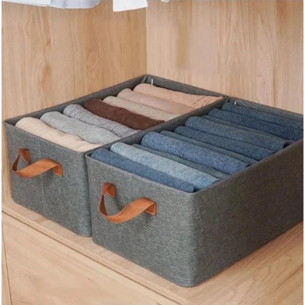 Generic Polypropylene The Foldable Cloth Organizer Box With Handle (Multicolor)