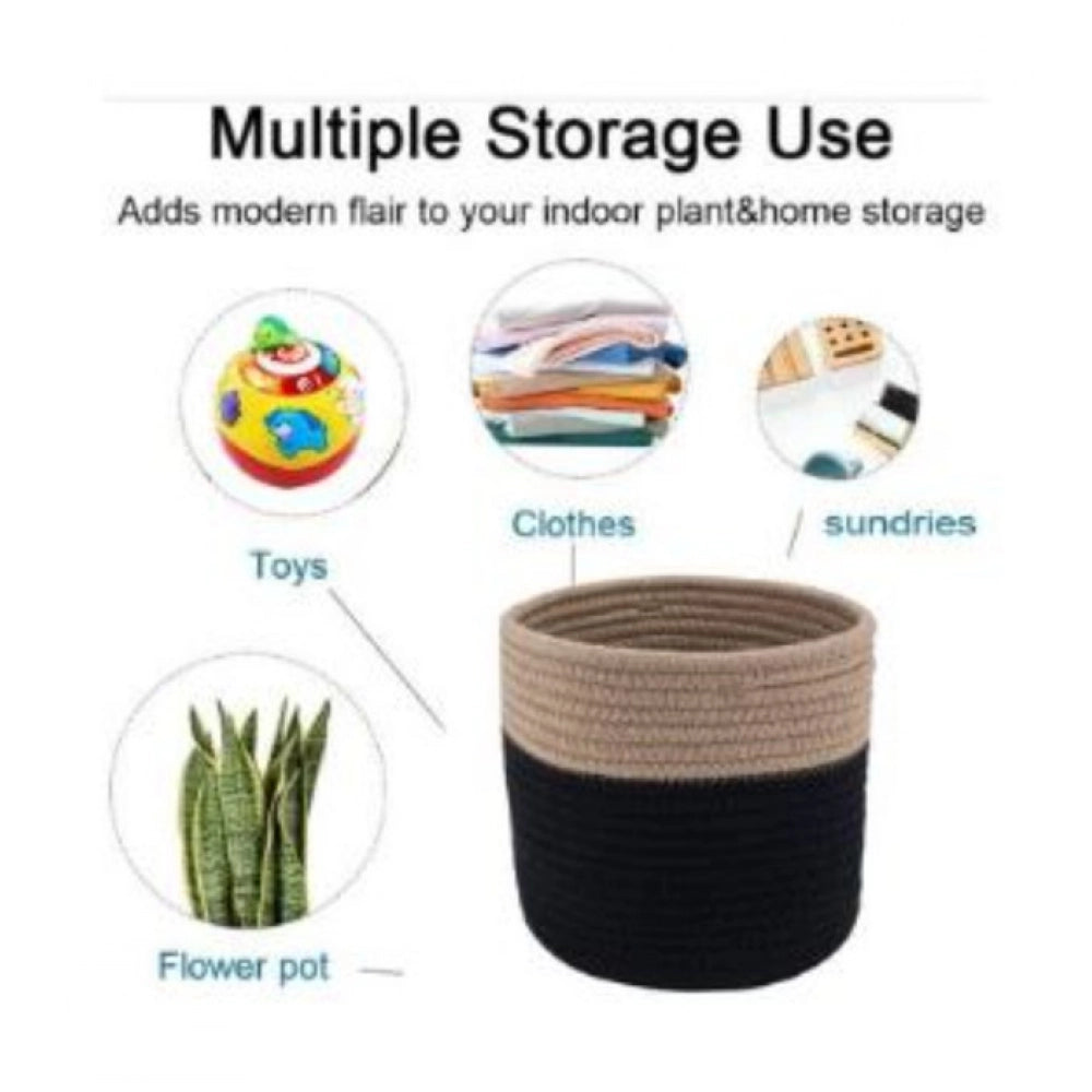 Generic Cotton Flower Pot (Beige Black)