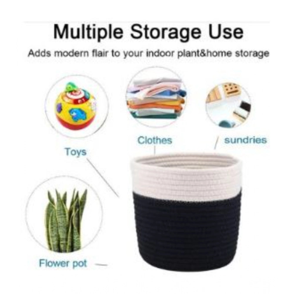 Generic Cotton Flower Pot (White Black)