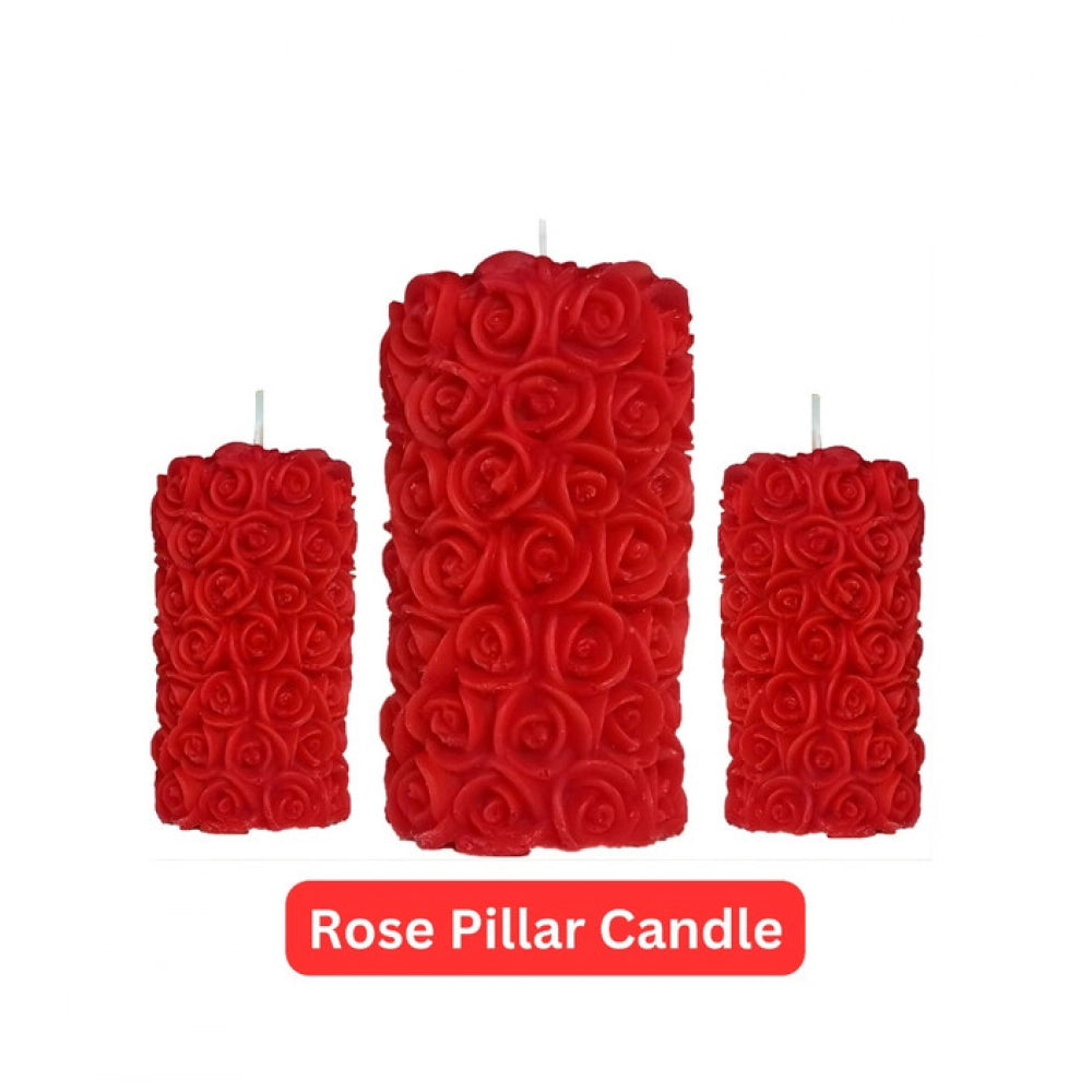Soya Wax Small Rose Designer Pillar Scented Candle (Single Piece)