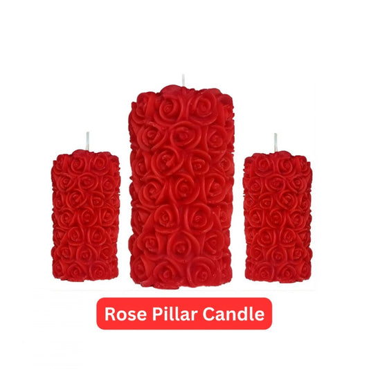 Soya Wax Small Rose Designer Pillar Scented Candle (Single Piece)