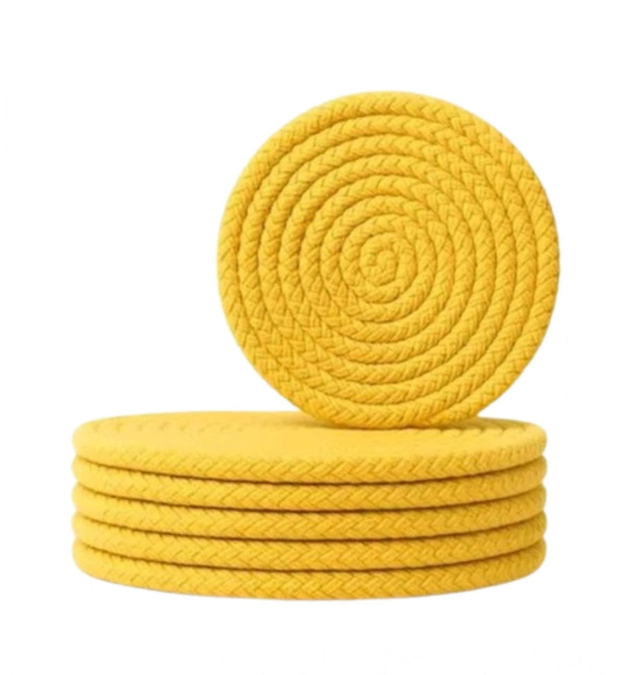 Generic Cotton Rope Drink Coasters 6 Pcs Set (Yellow)