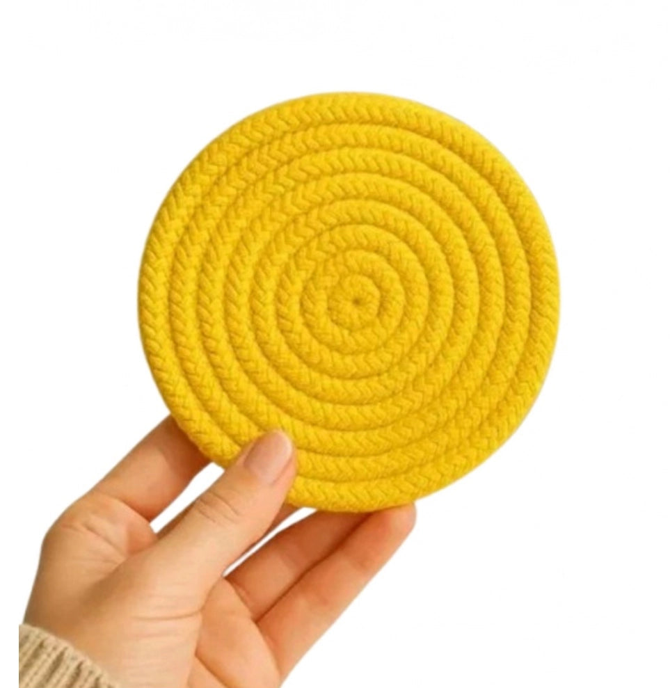 Generic Cotton Rope Drink Coasters 6 Pcs Set (Yellow)